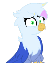 Size: 1080x1323 | Tagged: safe, artist:burst clouds, oc, oc only, griffon, 2021, base used, blue body, digital art, female, frown, green eyes, griffon oc, looking at you, simple background, solo, transparent background