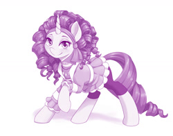 Size: 1280x1006 | Tagged: safe, alternate version, artist:dstears, rarity, pony, unicorn, my little pony: the manga, my little pony: the manga volume 3, spoiler:manga3, 80s, alternate hairstyle, clothes, female, fully clothed, jewelry, mare, monochrome, necklace, raised hoof, retro, solo