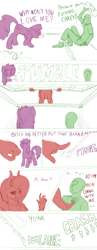 Size: 1536x3977 | Tagged: safe, artist:nonamenymous, berry punch, berryshine, lord tirek, oc, oc:anon, centaur, human, g4, chained, female, finger, hand, lady tirek, male, rule 63, size difference, straight, yandere