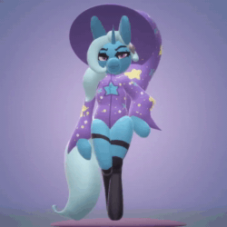 Size: 720x720 | Tagged: safe, artist:nootaz, trixie, unicorn, semi-anthro, g4, animated, arm hooves, lidded eyes, looking at you, no sound, paint 3d, turnaround, webm