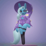 Size: 720x720 | Tagged: safe, artist:nootaz, trixie, unicorn, semi-anthro, animated, lidded eyes, looking at you, no sound, paint 3d, turntable, webm