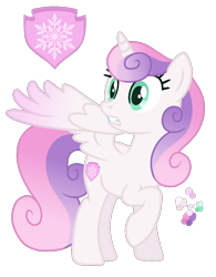 Size: 900x1152 | Tagged: safe, artist:magicuniclaws, princess flurry heart, sweetie belle, alicorn, pony, g4, female, fusion, fusion:sweetie belle, simple background, solo, transparent background