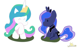 Size: 2998x1864 | Tagged: safe, artist:lordshrekzilla20, princess celestia, princess luna, fanfic:the one true king, g4, chibi, fanfic art, figure