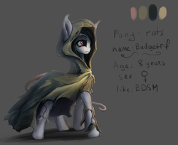 Size: 1000x817 | Tagged: safe, artist:budgetrf, oc, earth pony, pony, rat, bdsm, big ears, commission, female, hades, red eyes, shadow, sketch, ych result