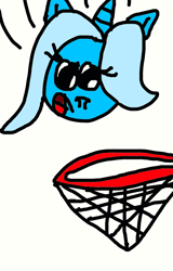Size: 664x1038 | Tagged: safe, artist:sugarbugjewelpet, trixie, pony, unicorn, g4, 1000 hours in ms paint, ball, basketball net, female, mare, morph ball, motion lines, simple background, solo, trixieball, white background