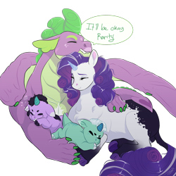 Size: 2500x2500 | Tagged: safe, artist:theartfox2468, rarity, spike, oc, oc:ignatius spark, oc:jade gemstone, dracony, dragon, hybrid, pony, unicorn, g4, alternate hairstyle, baby, brother and sister, description is relevant, dracony oc, eyes closed, father and child, father and daughter, father and son, female, grin, high res, hug, interspecies offspring, leonine tail, male, mare, markings, mother and child, mother and daughter, mother and son, offspring, older, older spike, parent:rarity, parent:spike, parents:sparity, redesign, scar, ship:sparity, shipping, siblings, simple background, smiling, straight, transparent background, twins, unshorn fetlocks, winged spike, wings