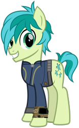 Size: 2000x3200 | Tagged: safe, artist:cheezedoodle96, artist:php170, edit, sandbar, earth pony, pony, fallout equestria, g4, school daze, clothes, cute, fallout, happy, high res, jumpsuit, looking at you, male, pipboy, sandabetes, simple background, smiling, smiling at you, solo, teenager, transparent background, vault suit, vector