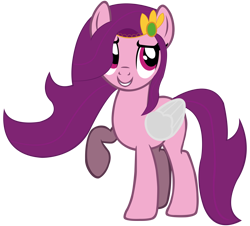 Size: 7949x7200 | Tagged: safe, artist:laszlvfx, artist:pegasski, edit, vector edit, pipp petals, pegasus, pony, g4, g5, absurd resolution, adorapipp, base used, cute, female, g5 to g4, mare, png, raised hoof, red eyes, red-eyed pipp, simple background, smiling, solo, transparent background, vector
