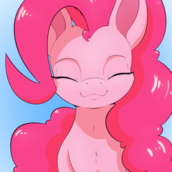 Size: 2000x2000 | Tagged: safe, artist:aquaticvibes, pinkie pie, earth pony, pony, :3, blue background, cute, diapinkes, eyes closed, female, high res, mare, simple background, smiling, solo