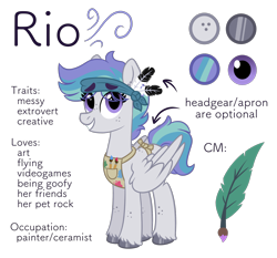 Size: 2000x1861 | Tagged: safe, artist:pink-pone, oc, oc only, oc:rio, pegasus, pony, apron, clothes, female, mare, reference sheet, simple background, solo, transparent background