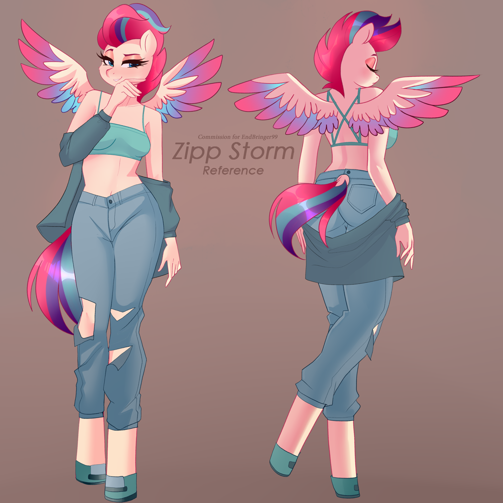 2596139 Safe Artist Xjenn9 Zipp Storm Pegasus Anthro Unguligrade Anthro G5 Absurd