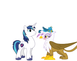 Size: 1280x1024 | Tagged: safe, artist:cloudy glow, artist:parclytaxel, artist:php11, edit, vector edit, gallus, gilda, shining armor, griffon, pony, unicorn, g4, alternate universe, blushing, chickub, father and child, father and son, female, gildarmor, husband and wife, interspecies, interspecies offspring, male, mother and child, mother and son, offspring, parent:gilda, parent:shining armor, parents:gildarmor, shipping, simple background, sleeping, smiling, straight, transparent background, vector, younger