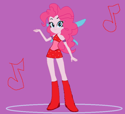 Size: 622x569 | Tagged: safe, artist:r-gonz, artist:selenaede, pinkie pie, fairy, human, equestria girls, g4, barely eqg related, base used, blue wings, boots, clothes, crossover, dress, eqg promo pose set, fairy wings, fairyized, female, high heel boots, high heels, looking at you, magic winx, musa, red dress, red shoes, shoes, solo, wings, winx, winx club, winxified