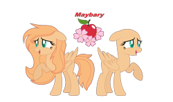 Size: 5808x3448 | Tagged: safe, artist:skydreamplayzz, oc, oc only, oc:mayberry, pegasus, pony, apple, bald, base used, cutie mark, female, floppy ears, flower, food, green eyes, mare, offspring, parent:big macintosh, parent:fluttershy, parents:fluttermac, raised hoof, solo