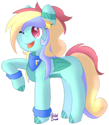 Size: 1645x1892 | Tagged: safe, artist:pasteldraws, pegasus, pony, clothes, hairpin, redesign, scarf, simple background, solo, transparent background