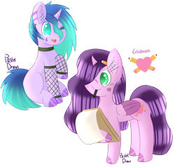 Size: 1936x1842 | Tagged: safe, artist:pasteldraws, pony, unicorn, choker, fishnet stockings, pencil, redesign, simple background, transparent background