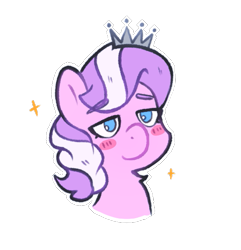 Size: 507x526 | Tagged: safe, artist:wiloptik, diamond tiara, earth pony, pony, g4, blush sticker, blushing, bust, happy, no pupils, portrait, simple background, solo, transparent background