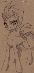 Size: 3780x7986 | Tagged: safe, artist:faline-art, fizzlepop berrytwist, tempest shadow, pony, unicorn, my little pony: the movie, absurd file size, broken horn, female, high res, horn, mare, monochrome, pencil drawing, png, solo, traditional art