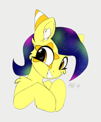 Size: 1536x1859 | Tagged: safe, artist:airfly-pony, oc, oc only, oc:mixi creamstar, earth pony, pony, birthday, ethereal mane, galaxy mane, gift art, solo