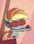 Size: 3024x4032 | Tagged: safe, screencap, rainbow dash, pegasus, pony, g4.5, little miss fortune, my little pony: pony life, bipedal, blindfold, cropped, danger dash, female, rope, solo