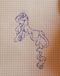 Size: 1080x1350 | Tagged: safe, artist:tessa_key_, oc, oc only, earth pony, pony, earth pony oc, graph paper, leonine tail, lineart, solo