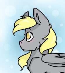Size: 400x450 | Tagged: safe, artist:cookietasticx3, derpy hooves, pegasus, pony, g4, abstract background, female, mare, solo, wings