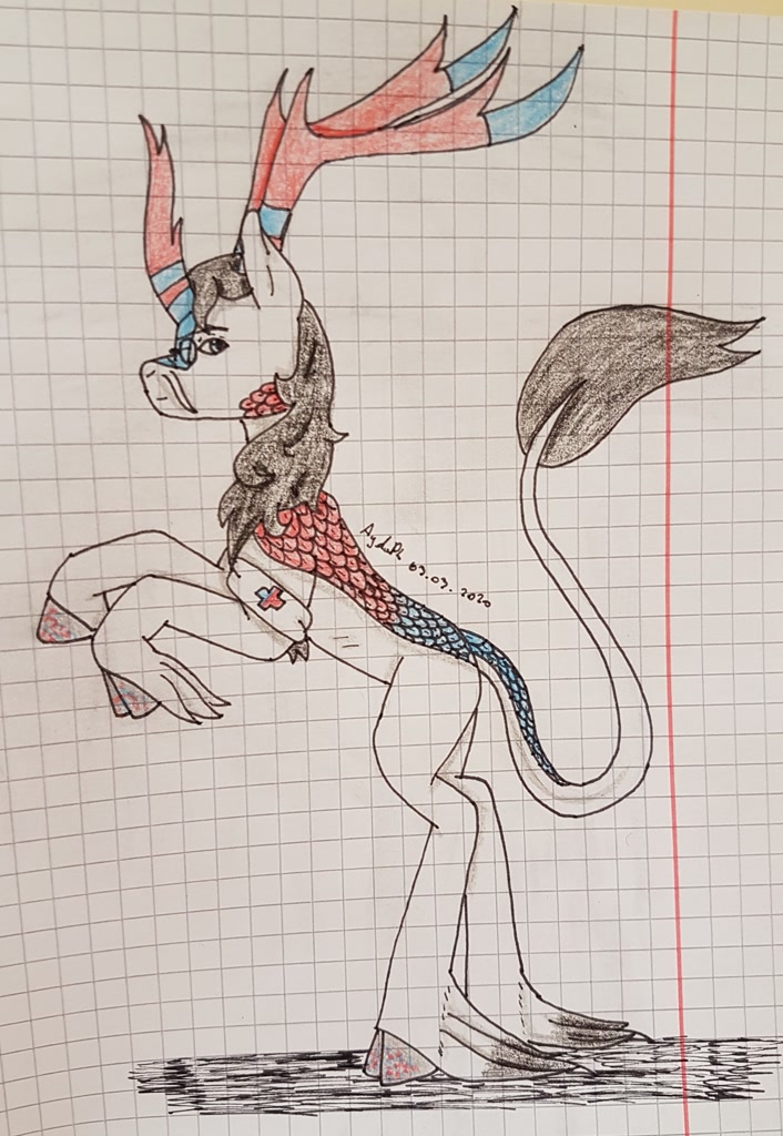 Kirin Rearing #2596483 - safe, artist:agdapl, kirin, crossover, graph paper, high res ...