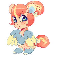 Size: 230x230 | Tagged: safe, artist:lavvythejackalope, oc, oc only, oc:lullaby, pegasus, pony, hoof fluff, looking back, pegasus oc, pixel art, simple background, smiling, solo, transparent background, two toned wings, unshorn fetlocks, wings