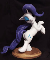 Size: 714x864 | Tagged: safe, artist:vita96, rarity, pony, unicorn, g4, black background, butt, craft, one eye closed, photo, plot, sculpture, simple background, smiling, solo, wink