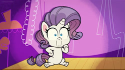 Size: 2048x1153 | Tagged: safe, screencap, rarity, pony, unicorn, g4.5, my little pony: pony life, the rarest of occasions, spoiler:pony life s02e15, female, owo, solo, stage fright, stage light