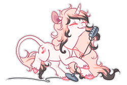 Size: 1200x800 | Tagged: safe, artist:lavvythejackalope, oc, oc only, classical unicorn, pony, unicorn, cloven hooves, female, horn, jewelry, leonine tail, mare, microphone, necklace, simple background, solo, story included, transparent background, unicorn oc, unshorn fetlocks