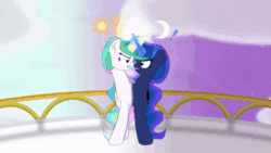 Size: 1920x1080 | Tagged: safe, artist:mlpconjoinment, princess celestia, princess luna, oc, alicorn, pony, g4, alicorn oc, alicorn princess, animated, argument, balcony, butt, butt expansion, canterlot, canterlot castle, commissioner:bigonionbean, conjoined, cutie mark fusion, dialogue, embarrassed, ethereal mane, ethereal tail, exclamation point, extra thicc, female, flank, fuse, fused, fusion, growth, horn, interrobang, large butt, magic, merge, merging, moon, no sound, plot, question mark, royal sisters, shocked, shocked expression, siblings, sisters, sun, swelling, transformation, video, webm, wings, writer:bigonionbean, yelling