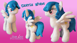Size: 1280x720 | Tagged: safe, artist:steam-loco, oc, oc only, oc:gentle winds, pegasus, pony, embroidery, irl, male, pegasus oc, photo, plushie, solo, spread wings, wings