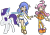 Size: 2400x1676 | Tagged: safe, artist:chelseawest, rarity, g4, blush sticker, blushing, crossover, magic, magic aura, measuring tape, puyo puyo, raffina, rulue, simple background, transparent background