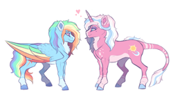 Size: 3788x2083 | Tagged: safe, artist:venommocity, clear sky, rainbow dash, pony, g4, colored wings, female, high res, lesbian, multicolored wings, rainbow wings, ship:cleardash, shipping, wings, wn