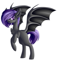 Size: 2404x2494 | Tagged: safe, artist:mediasmile666, oc, oc only, bat pony, pony, bat pony oc, fangs, female, high res, mare, simple background, solo, spread wings, transparent background, wings