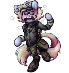 Size: 3744x4000 | Tagged: safe, artist:extradan, derpy hooves, oc, oc:jerky hooves, pegasus, pony, g4, bipedal, clementine (walking dead), clothes, cosplay, costume, female, hat, high res, mare, png, simple background, transparent background, walking dead