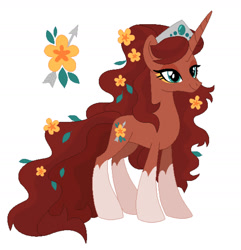 Size: 1920x1988 | Tagged: safe, artist:kabuvee, oc, oc only, pony, unicorn, female, flower, flower in hair, mare, simple background, solo, white background