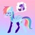 Size: 1268x1280 | Tagged: safe, artist:aitorou, rainbow dash, twilight sparkle, pegasus, pony, g4, annoyed, backwards cutie mark, blushing, book, color outline, ear fluff, eyebrows, eyebrows visible through hair, female, gradient background, lesbian, lidded eyes, ship:twidash, shipping, simple background, solo, thought bubble