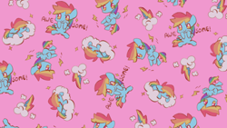 Size: 3840x2160 | Tagged: safe, artist:lexiedraw, rainbow dash, pegasus, pony, g4, awesome, chibi, cloud, cutie mark, dashstorm, high res, multeity, on a cloud, pattern, sleeping, so awesome, solo, tiled background, wallpaper