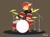 Size: 4096x3012 | Tagged: safe, artist:samsailz, oc, oc only, earth pony, pony, drum kit, drums, drumsticks, jamming out, musical instrument, one eye closed, solo, wink