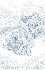 Size: 600x950 | Tagged: safe, artist:marybellamy, idw, daring do, fluttershy, hamster, pegasus, pony, g4, clean, lineart, wip