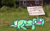Size: 4000x2500 | Tagged: safe, artist:witchtaunter, lyra heartstrings, pony, unicorn, g4, ear fluff, female, grass, high res, irl, l.u.l.s., lying down, mare, meme, outdoors, photo, png, ponies in real life, ponified animal photo, ponified meme, sign, sleep mask, sleeping, solo