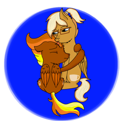 Size: 1000x1000 | Tagged: safe, artist:windy, oc, oc only, oc:coffee creme, oc:windflyer, pegasus, pony, both cutie marks, cute, floppy ears, fluffy, mlem, pegasus oc, sad, silly, simple background, tongue out, two toned mane, two toned tail, two toned wings, wings