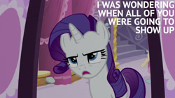 Size: 1280x720 | Tagged: safe, edit, edited screencap, editor:quoterific, screencap, rarity, pony, unicorn, g4, the saddle row review, carousel boutique, female, mare, open mouth, solo