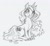 Size: 1473x1358 | Tagged: safe, artist:ucerodiana, izzy moonbow, pony, unicorn, g5, bracelet, colored hooves, drawing, fanart, female, grayscale, jewelry, mare, monochrome, pencil drawing, simple background, traditional art, white background