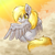 Size: 4000x4000 | Tagged: safe, artist:witchtaunter, derpy hooves, pegasus, pony, g4, absurd resolution, cloud, cute, derpabetes, ear fluff, female, grooming, preening, solo, sunset, sweet dreams fuel