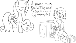 Size: 1920x1080 | Tagged: safe, artist:spritepony, florina tart, princess cadance, alicorn, earth pony, pony, g4, apple family member, bipedal, bipedal leaning, diaper, diaper fetish, fetish, food, hay bale, leaning, lineart, looking at you, missing accessory, non-baby in diaper, one eye closed, raised leg, sketch, standing, talking, wheat, wheat grass (plant), wink