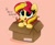 Size: 4096x3362 | Tagged: safe, artist:kittyrosie, sunset shimmer, pony, unicorn, g4, blushing, box, cute, female, happy, heart eyes, hnnng, kittyrosie is trying to murder us, mare, open mouth, pony in a box, shimmerbetes, simple background, solo, talking to viewer, weapons-grade cute, wingding eyes