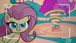 Size: 1024x576 | Tagged: safe, screencap, fluttershy, rainbow dash, pegasus, pony, g4.5, my little pony: pony life, the crystal capturing contraption, spoiler:pony life s02e02, female, fluttertroll, mare